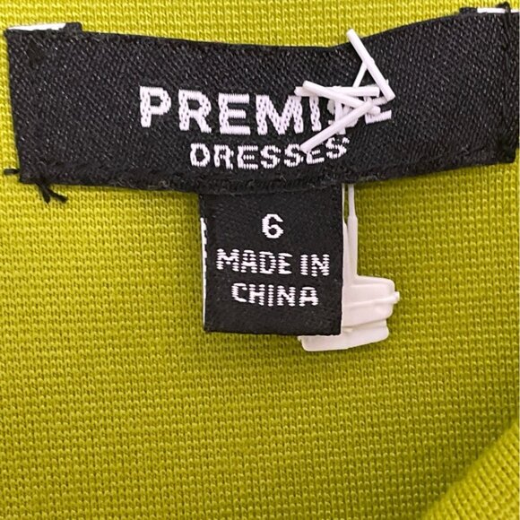 Premier Lime Green Sleeveless Sheath Dress W/ Collar Detail Size 6 - Picture 6 of 8